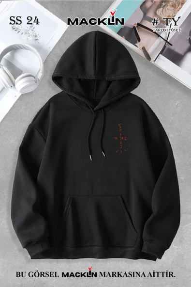 macklin Unisex Kadın Erkek Cactus Jack Halı Özel Tasarım Baskılı Kapşonlu Sweatshirt - 2