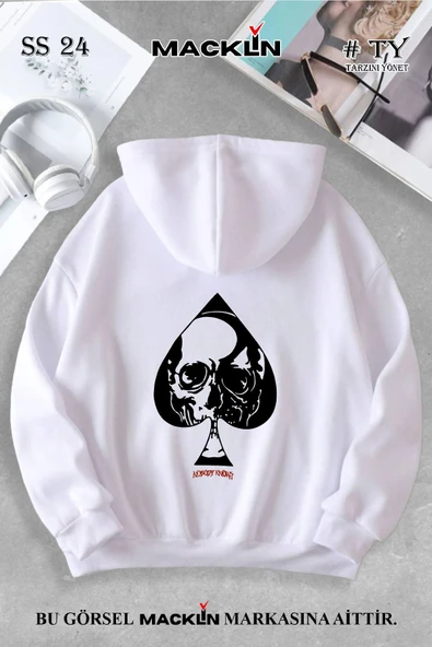 macklin Unisex Kadın Erkek Nobody Knows Skull Özel Tasarım Baskılı Kapşonlu Sweatshirt