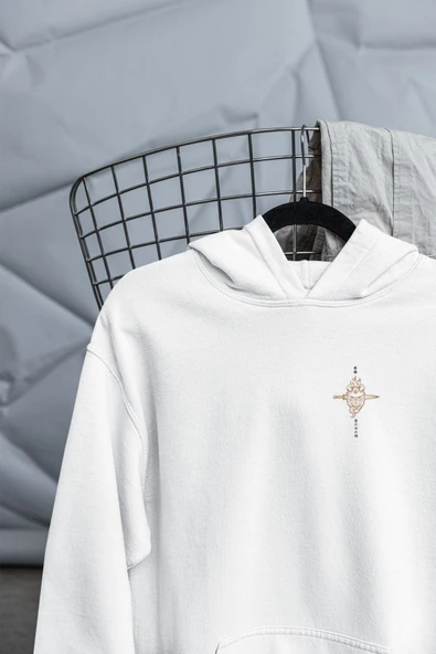 macklin Unisex Kadın Erkek Japon Yazı ve Maske Ön Arka Baskılı Özel Tasarım Baskılı Kapşonlu Sweatshirt - 2
