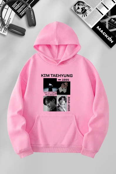 macklin Unisex Kadın Erkek Kim Taehyung BTS Özel Tasarım Baskılı Kapşonlu Sweatshirt