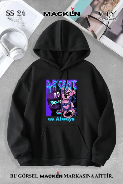 macklin Unisex Kadın Erkek De7ent Bear Özel Tasarım Baskılı Kapşonlu Sweatshirt