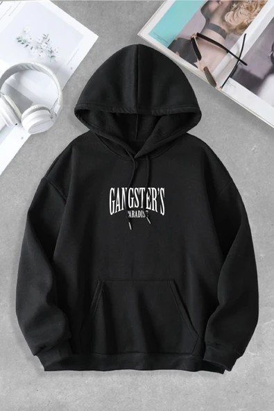 macklin Unisex Kadın Erkek Gangsters Paradise Özel Tasarım Baskılı Kapşonlu Sweatshirt - 2