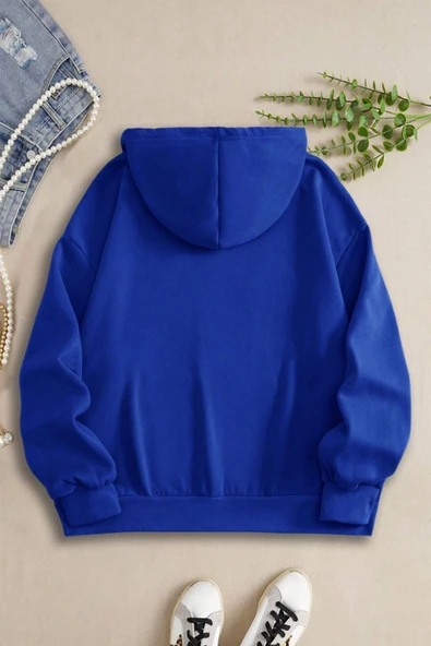 macklin Unisex Kadın Erkek Kapüşonlu Koala Ay Baskılı Fermuarlı Sweatshirt Hırka - 2