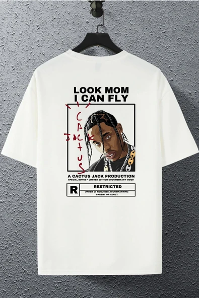 macklin Unisex Kadın Erkek Cactus Jack Baskılı Oversize T-shirt