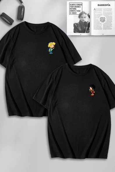 macklin Unisex Kadın Erkek Cedric ve Chen Baskılı Sevgili Çift Kombini Tasarım Oversize Tshirt 2'li