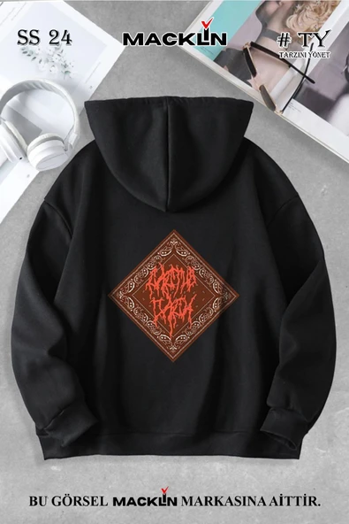 macklin Unisex Kadın Erkek Cactus Jack Halı Özel Tasarım Baskılı Kapşonlu Sweatshirt - 1