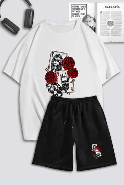 macklin Unisex Kadın Erkek Kız Papaz Baskılı Özel Tasarım Oversize Tshirt Ve Şort Eşofman Takımı