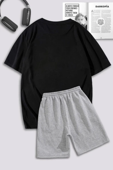 macklin Unisex Kadın Erkek Kim Namjoon BTS Baskılı Özel Tasarım Oversize Tshirt Ve Şort Eşofman Takımı - 2