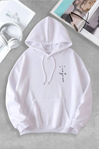 macklin Unisex Kadın Erkek Cactus Jack Travis Scott Özel Tasarım Baskılı Kapşonlu Sweatshirt - 2