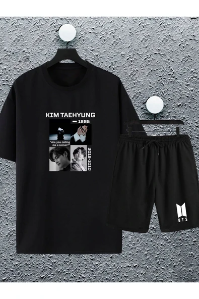 macklin Unisex Kadın Erkek Bts Army (kim,jeon,j Hope,park..) Baskılı Oversize Tshirt ve Şort Eşofman Takımı