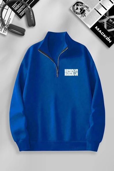 macklin Unisex Kadın Erkek Brooklyn Yarım Fermuarlı Dik Yaka Basic Kazak