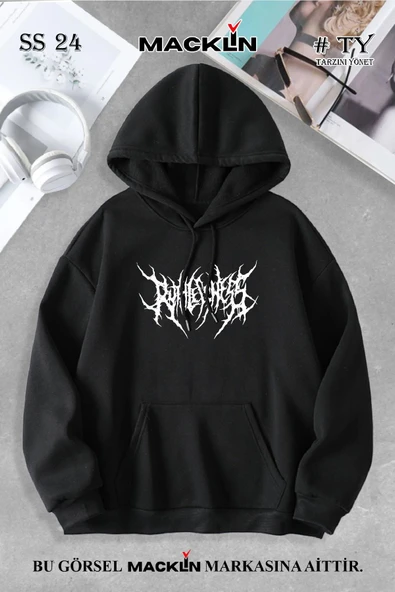 macklin Unisex Kadın Erkek Ruthless Gothic Özel Tasarım Baskılı Kapşonlu Sweatshirt