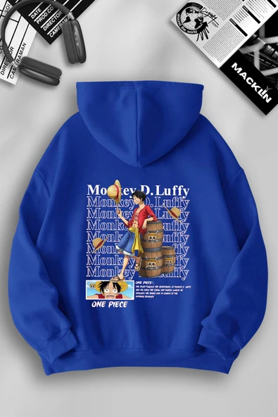 macklin Unisex Kadın Erkek One Piece Monkey D Luffy Anime Özel Tasarım Baskılı Kapşonlu Sweatshirt
