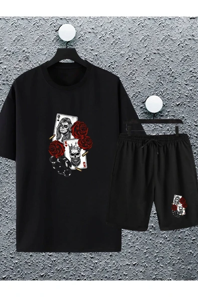 macklin Unisex Kadın Erkek Kız Papaz Baskılı Oversize Tshirt Ve Şort Eşofman Takımı