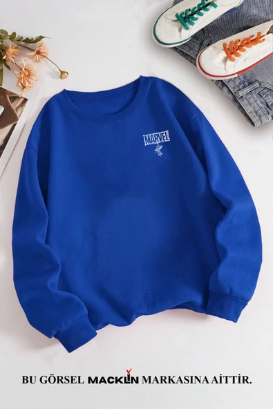 macklin Unisex Kadın Erkek Marvel Spiderman Ön ve Arka  Özel Tasarım Baskılı Bisiklet Yaka Sweatshirt - 2