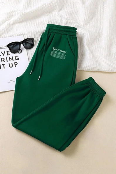 macklin Unisex Los Angeles The Sun Baskılı Elastik Bel Ve Paça Termal Astarlı 3 İplik Jogger Eşofman Altı