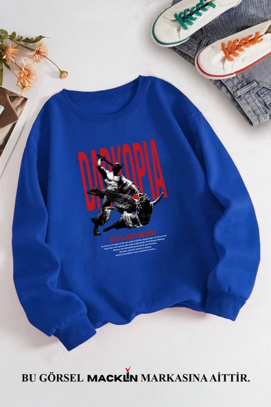 macklin Unisex Kadın Erkek Battle With Medusa Özel Tasarım Baskılı Bisiklet Yaka Sweatshirt - 1