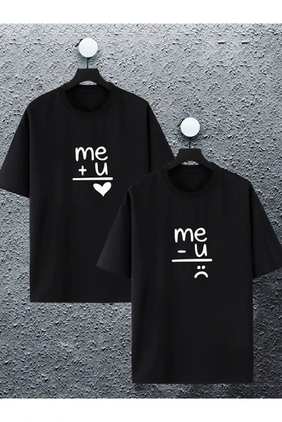 macklin Unisex Kadın Erkek Ben + Sen, Ben - Sen Baskılı Sevgili Çift Kombini Tasarım Oversize T-shirt 2'li