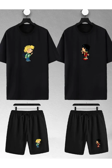 macklin Unisex Kadın Erkek Cedric Chen Baskılı Sevgili Çift Kombini Tasarım Oversize Tshirt Ve Şort