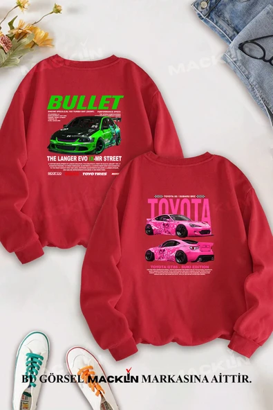 macklin Sevgili Çift Kombin Hızlı ve Öfkeli Bullet Suki SIRT EVO-IX Baskılı Sıfır Yaka Sweatshirt 2li Takım - 1