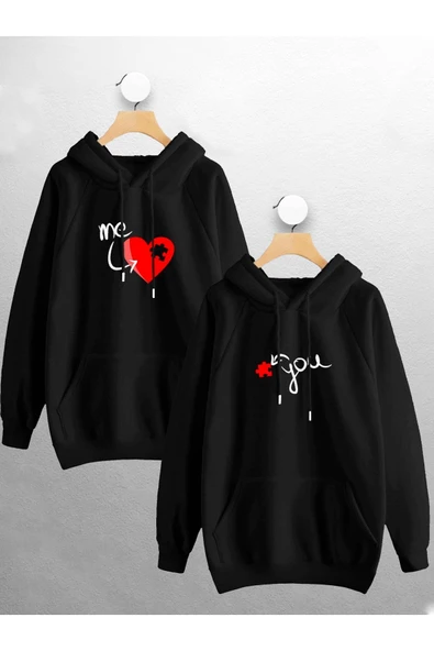 macklin Sevgili Çift Kombini Me You Tasarım Kapüşonlu Sweatshirt 2'li Set