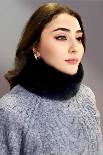 Kadın Vegan Kürk Boyunluk Bandana - 6