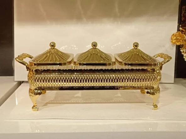 3'LÜ DİKDÖRTGEN KAPAKLI KAHVALTILIK ALTIN