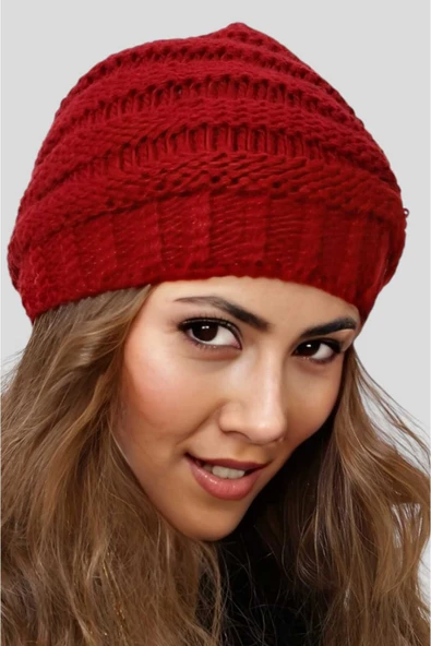 Kadın Kışlık Boyunluk Özellikli Triko Örgü Bere - 5