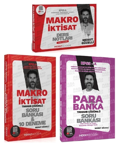İndeks Akademi 2025 KPSS A Grubu Makro İktisat + Para-Banka Video Ders Notları + Soru 3 lü Set