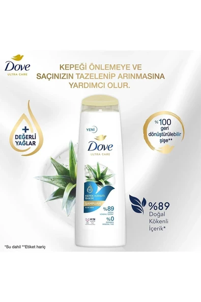 Dove Saç Bakım Şampuanı Aloe Vera Kepek Karşıtı Bakım 400 ml - 2