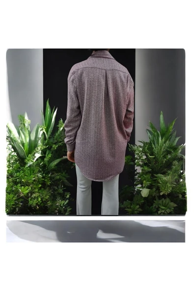 Bordo kırçıllı yünlü gömlek - 3