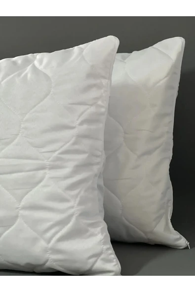Shopyteks Kare Desen 2 Adet Fermuarlı Yastık Kılıfı 50x70 + 2 Adet Kapitoneli Yastık Koruyucu 50x70 - 6