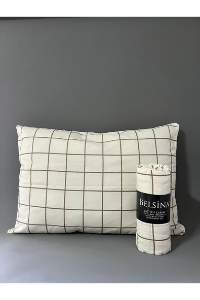 Shopyteks Kare Desen Çift Kişilik Lastikli Çarşaf Seti Battal Boy 180x200 - Resim 3