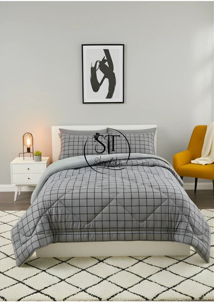 Shopyteks Çift kişilik GRi Kare Welsoft Yorgan Çift Taraflı 195x215 - Resim 3