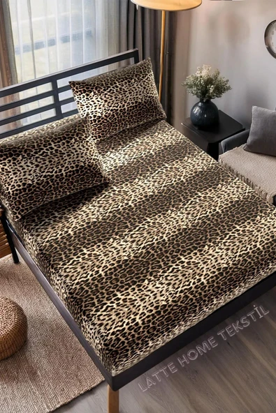 Shopyteks Leopar Desenli Çift Kişilik Lastikli Çarşaf Seti Battal Boy 180x200