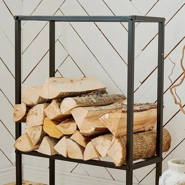 Şömine Kenarı Odunluk Soba Yanı Odunluk Metal Odunluk - 4