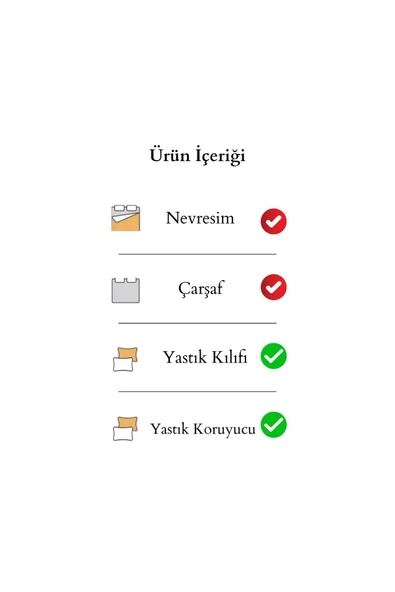 Shopyteks Kare Desen 2 Adet Fermuarlı Yastık Kılıfı 50x70 + 2 Adet Kapitoneli Yastık Koruyucu 50x70 - 7