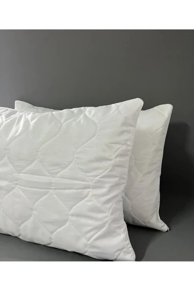 Shopyteks Kare Desen 2 Adet Fermuarlı Yastık Kılıfı 50x70 + 2 Adet Kapitoneli Yastık Koruyucu 50x70 - 5
