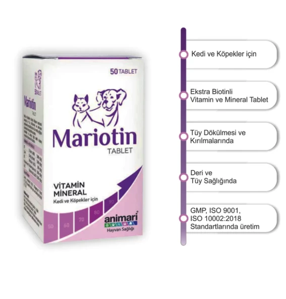 animari Mariotin Tablet Tüy Dökülmelerine Yönelik Kedi ve Köpekler için