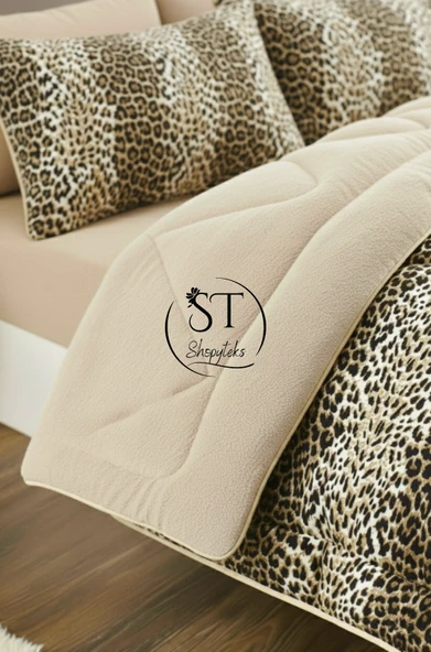 Shopyteks Çift kişilik Leopar Welsoft Uyku Seti Çift Taraflı 195x215 - Resim 2