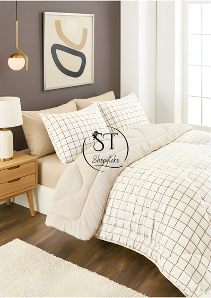 Shopyteks Çift kişilik Krem Kare Welsoft Uyku Seti Çift Taraflı 195x215 ürün görseli