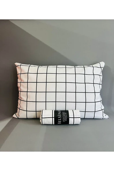 Shopyteks Kare Desen Tek Kişilik 100x200 Lastikli Çarşaf - 1 Adet Kare Desen Yastık Kılıfı - Resim 2