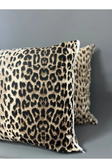 Shopyteks Leopar Desenli Fermuarlı Yastık Kılıfı 50x70 - 2 Adet - Resim 4
