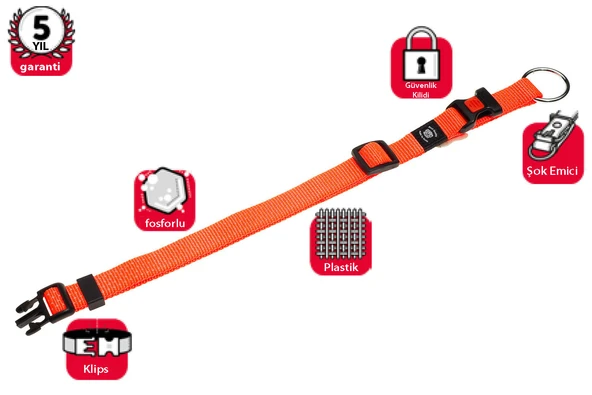 Karlıe Kilitli Boyun Tasma L 45-65 Cm Turuncu ürün görseli