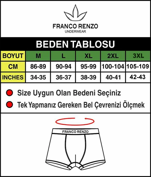 FRANCO RENZO Erkek 6'lı Lüx Kutulu Pamuklu Ve Likralı Boxer - 3