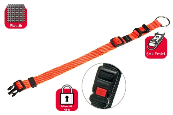 Karlıe Kilitli Boyun Tasma L 45-65 Cm Turuncu ürün görseli