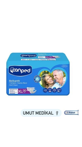 Canped Tekstil Yüzeyli Belbantlı Ekstra Büyük Boy XL 30'lu Hasta Bezi