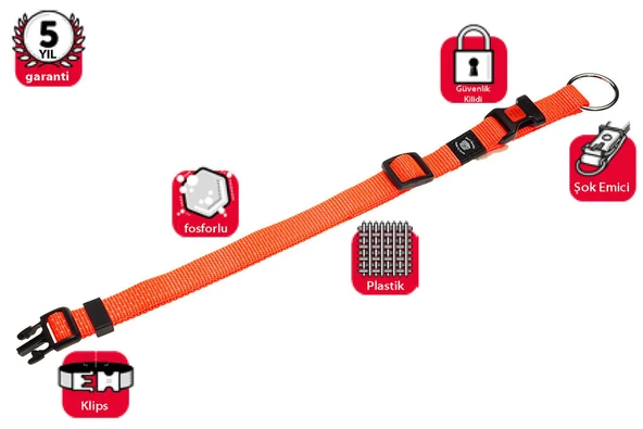Karlıe Kilitli Boyun Tasma M 40-55 Cm Turuncu ürün görseli