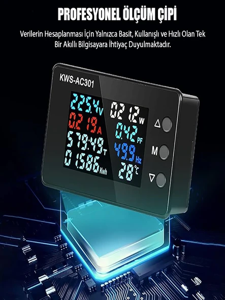 Kws-Ac301 100A Voltmetre Ampermetre Wattmetre 50–300V Kapalı Transformatör - 5