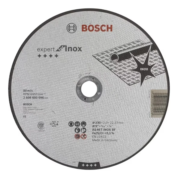 Bosch - 230x2,0 mm Expert Serisi Düz Inox (Paslanmaz Çelik) Kesme Diski (Taş)